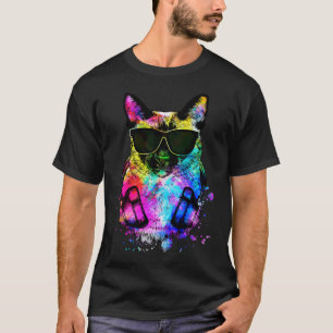 Camiseta Retro Pop Siamese Cat Meezer Retrato com Headpho