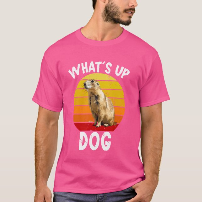 Camiseta Retro Prairie Dog Sunset o que há com o cão prairi (Frente)