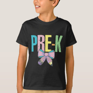 Camiseta Retro Pré-k Coquette Lápis com Laço Primeiro Dia d