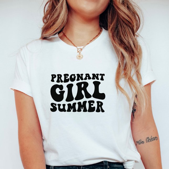 Camiseta Retro Pregnant Girl Summer; Maternity Summer  (Criador carregado)