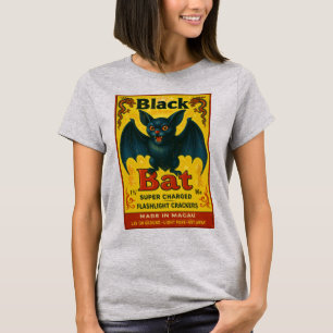 Camiseta Retro Preta do Morcego de Macau Firecrack