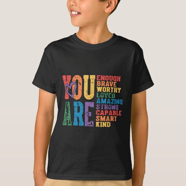 Camiseta Retro Pride Mental Health You Are Enough Brave Wor (Frente)