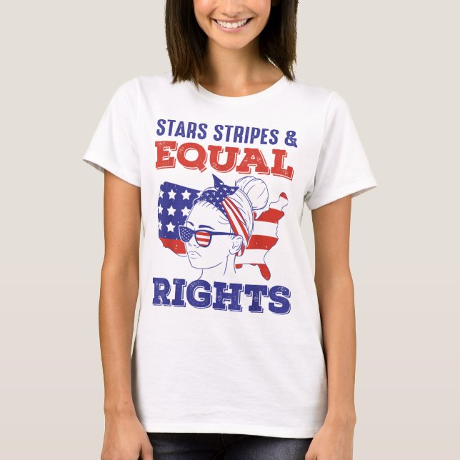 Camiseta Retro Pro Choice Estrelas Feministas Strips Iguais (Frente)