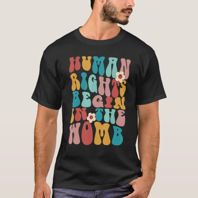 Camiseta Retro Pro Life Os Direitos Humanos Começam Na Mulh (Frente)