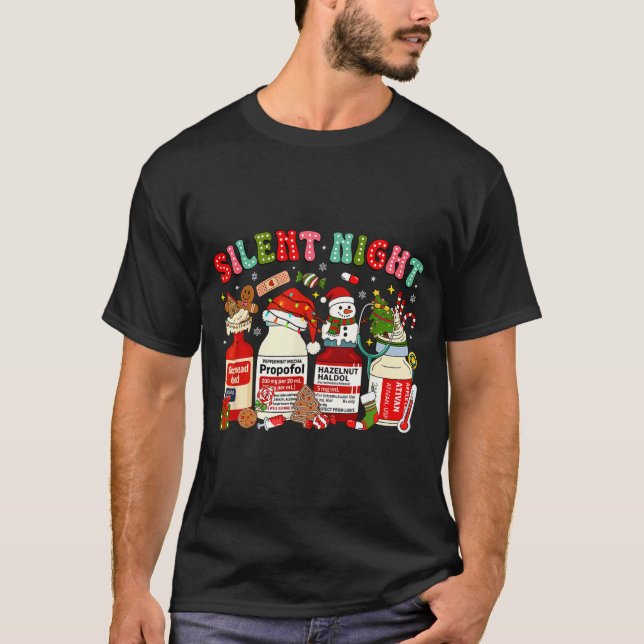 Camiseta Retro Profol Silent Night Icu Nurses Funny Merry C (Frente)