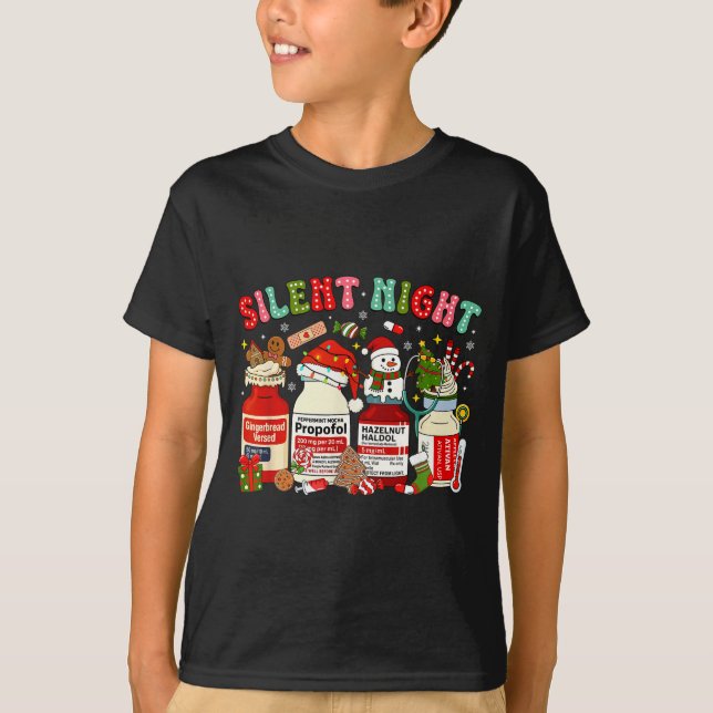 Camiseta Retro Profol Silent Night Icu Nurses Funny Merry C (Frente)