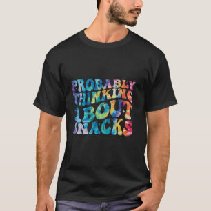 Camiseta Retro Provavelmente Pensando Sobre Snacks Comendo