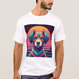 Camiseta Retro Pulse Pup Vibrações do Pôr do Sol dos Anos 8