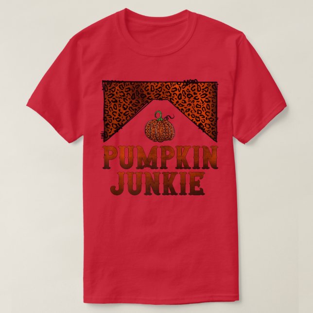 Camiseta Retro Pumpkin Junkie Hello Fall Vibes Leopardo Pri (Frente do Design)