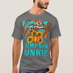 Camiseta Retro Pumpkin Junkie Leopard Girassóis Alô Queda
