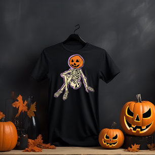 Camiseta Retro Pumpkin Skeleton Halloween