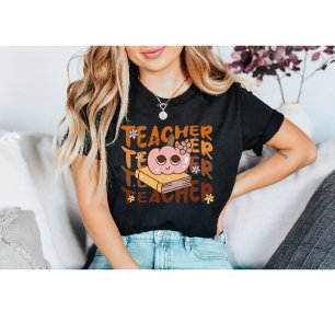 Camiseta Retro Pumpkin Teacher Queda Sala de aulas de out