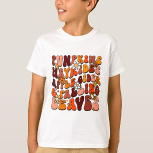 Camiseta Retro Pumpkins Hayrides Apple Cider E Falling Le