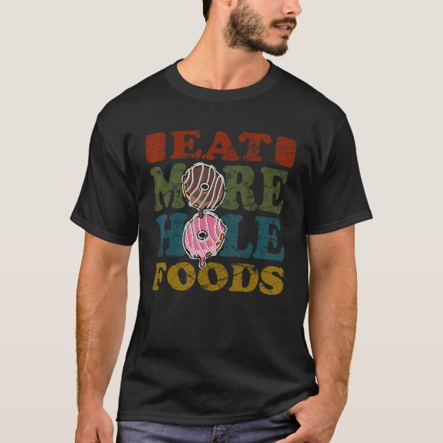 Camiseta Retro Pun Coma Mais Comidas Buracos Que Eu Amo Ped (Frente)