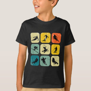 Camiseta Retro Quadrado Wintersport Esqui Combinação Nórdic