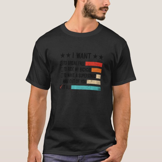 Camiseta Retro, Quero Quebrar Grátis Para Andar Na Biciclet (Frente)