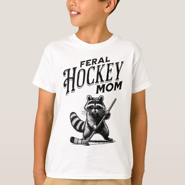 Camiseta Retro Raccoon Feral Hockey Mom Hockey Player Trash (Frente)