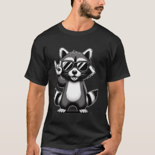 Camiseta Retro Raccoon Rock Ideals Homens Crianças Mulheres
