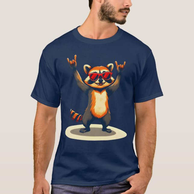 Camiseta Retro Raccoon Rock Music Funny Raccoon Rockrash vi (Frente)