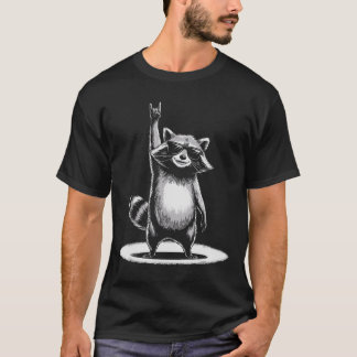 Camiseta Retro Raccoon Rock Music Gift Men Crianças Mulhere