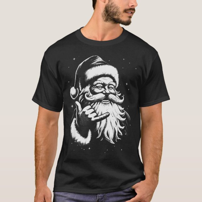 Camiseta Retro Rad Christmas Mele Kalikimaka Santa Shaka Ha (Frente)