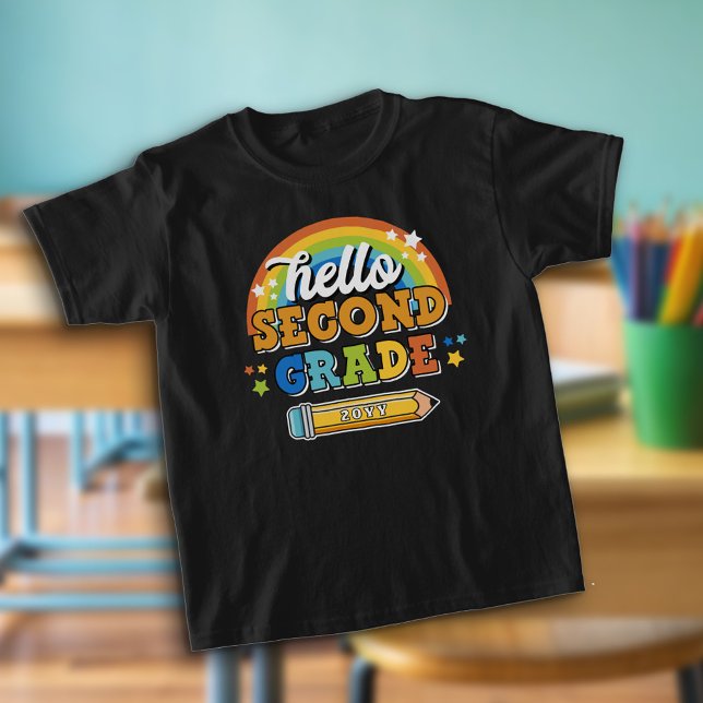 Camiseta Retro Rainbow Alô, 2º ano (Criador carregado)