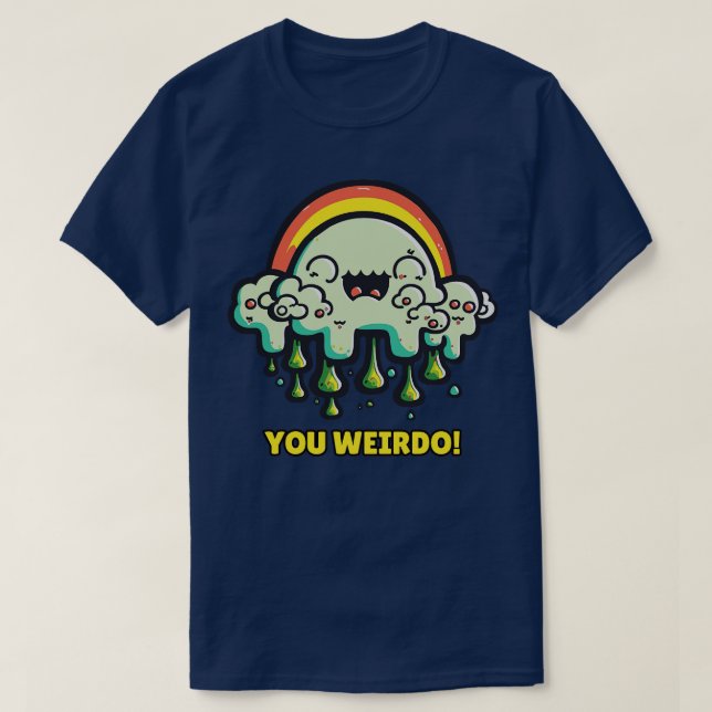Camiseta Retro Rainbow Cloud Weirdo (Frente do Design)