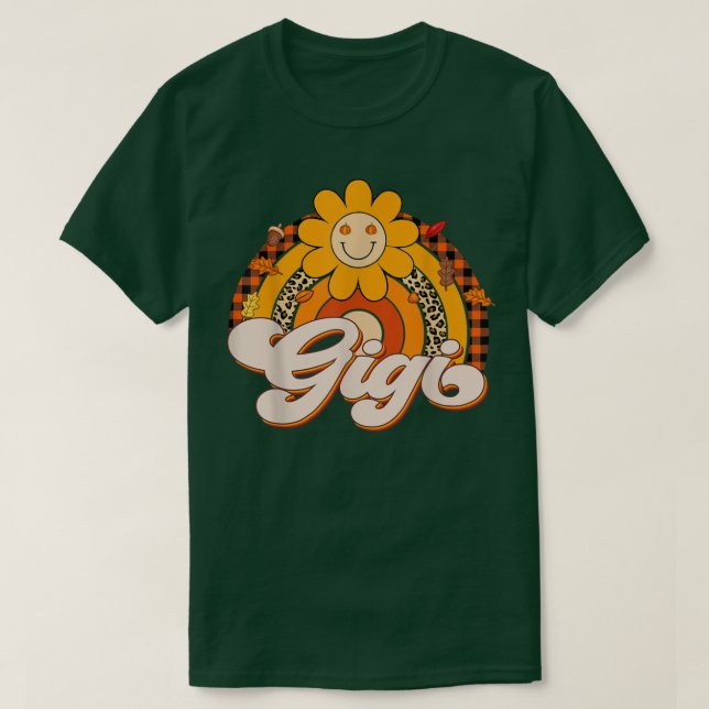 Camiseta Retro Rainbow Gigi Fall Autumn Thanksgivi (Frente do Design)