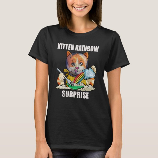 Camiseta Retro Rainbow Kitten Surprise Vintage Style (Frente)