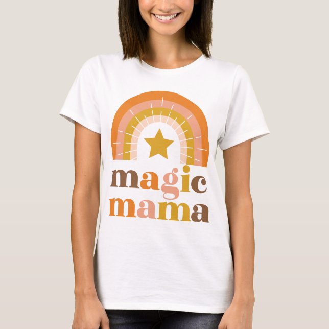 Camiseta Retro Rainbow Mama boho (Frente)