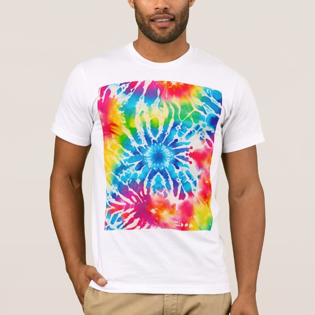 Camiseta *~* Retro Rainbow Psicodélico Hipster Tie Dye (Frente)