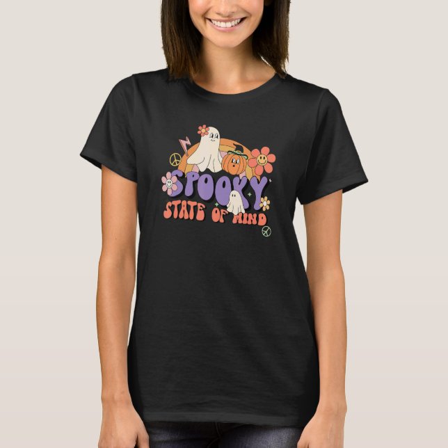 Camiseta Retro Rainbow Spooky State Of Mind Boo Ghost Spook (Frente)