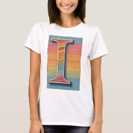 Camiseta Retro Rainbow Stripes Alfabeto 'I'