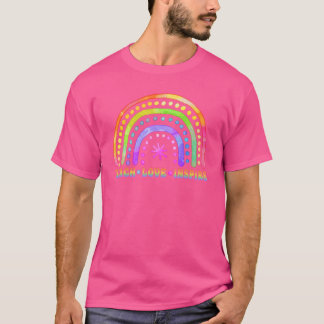 Camiseta Retro Rainbow Teach Love Inspira De Volta À Escola