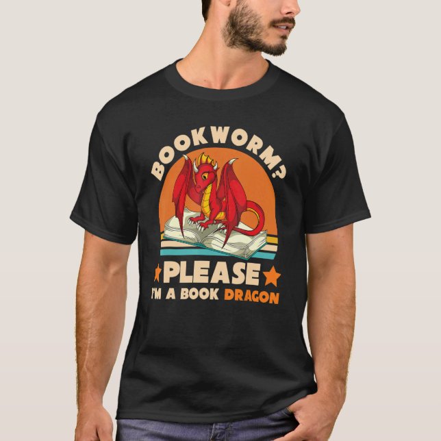 Camiseta Retro Reading Bookworm Please Im A Book Dragon (Frente)