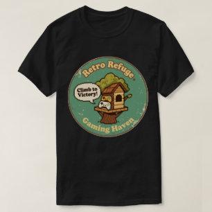 Camiseta Retro Refuge Gaming Haven Pixel Treehouse