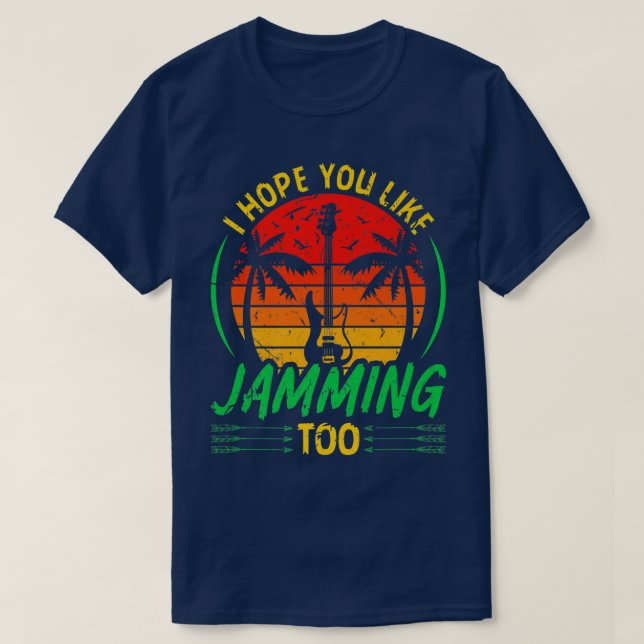 Camiseta Retro Reggae Bass Guitar Players Like Jamming Too  (Frente do Design)