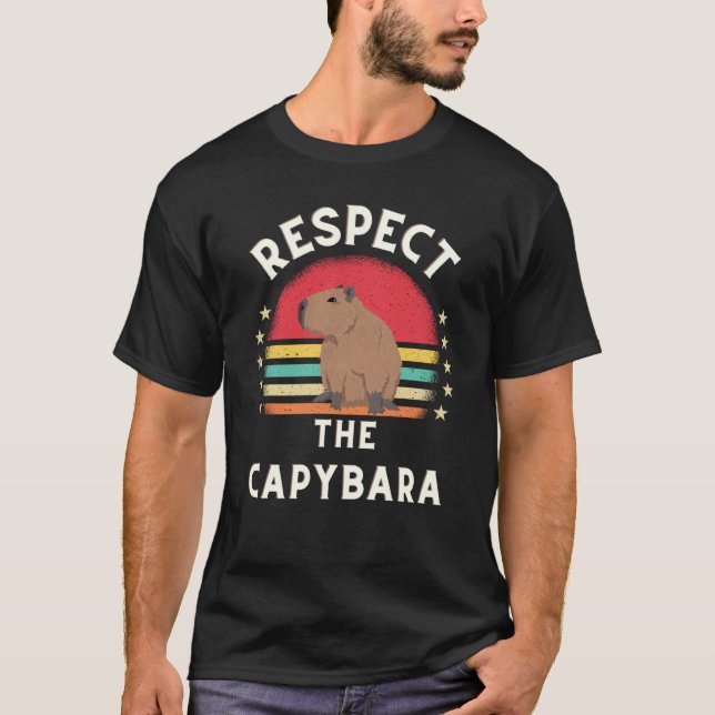 Camiseta Retro Respeite A Puta De Piada Animal Capybara Rod (Frente)