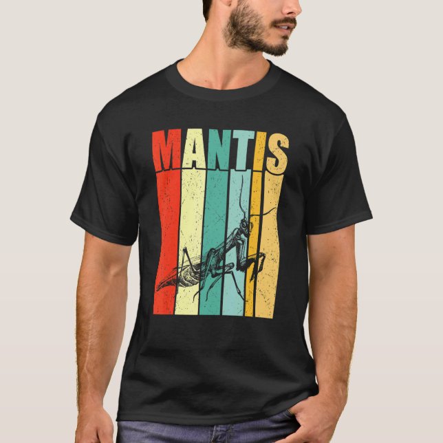 Camiseta Retrô Rezando Mantis Insetos Insetos Adoram Homem  (Frente)