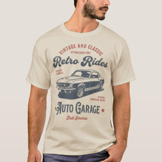 Camiseta Retro Rides Auto Garage – Vintage Muscle Car Art