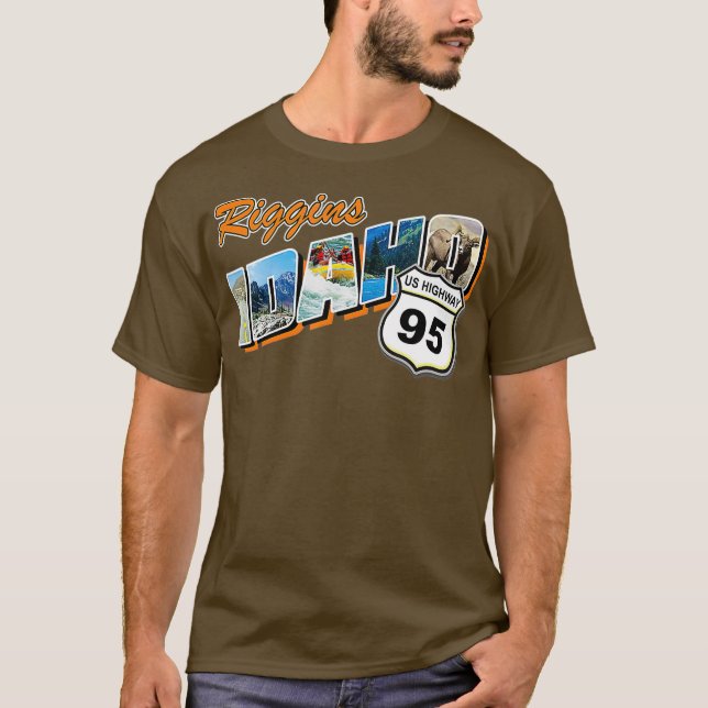 Camiseta Retro Riggins Idaho Rafando Campanha de Pesca (Frente)