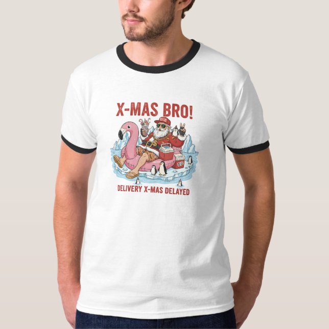 Camiseta Retro Ringer T-Shirt: Bro Santa Sarcastic Christma (Frente)