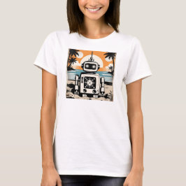 Camiseta Retro Robot on a Desert Island