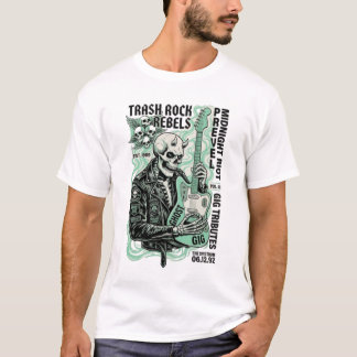 Camiseta Retro Rocker Esqueleto Vintage Lixo Rock