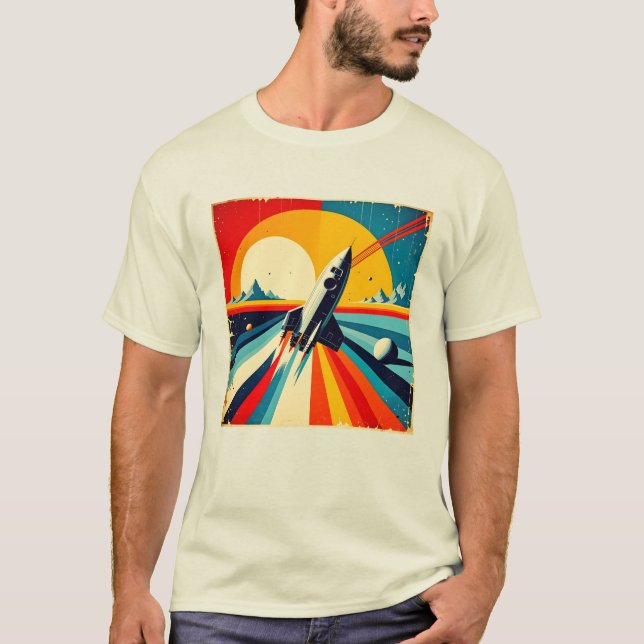 Camiseta Retro Rocket Launch (Frente)