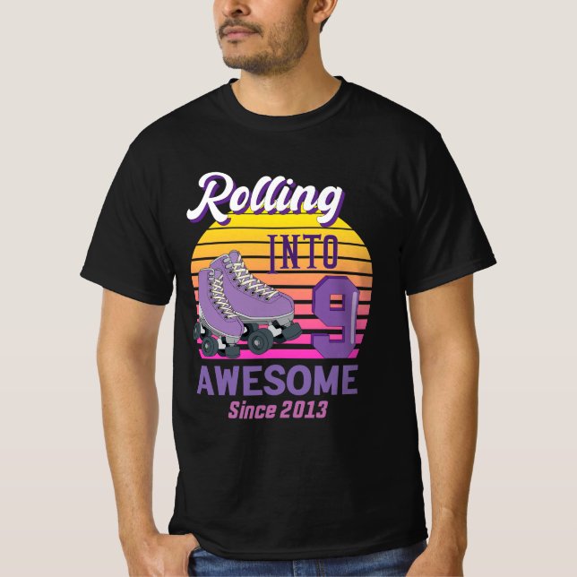 Camiseta retro Rolando em 9 desde 2013 Skate do 5 do cilind (Frente)