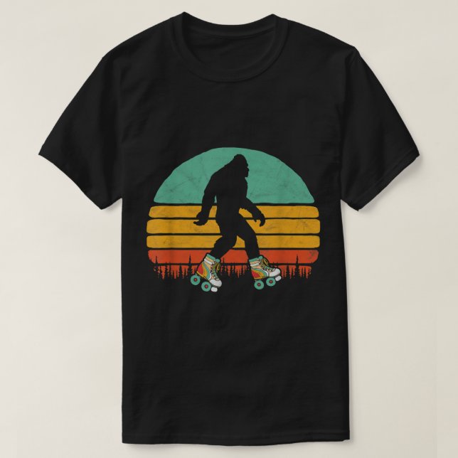 Camiseta Retro Roller Skating Bigfoot Design (Frente do Design)