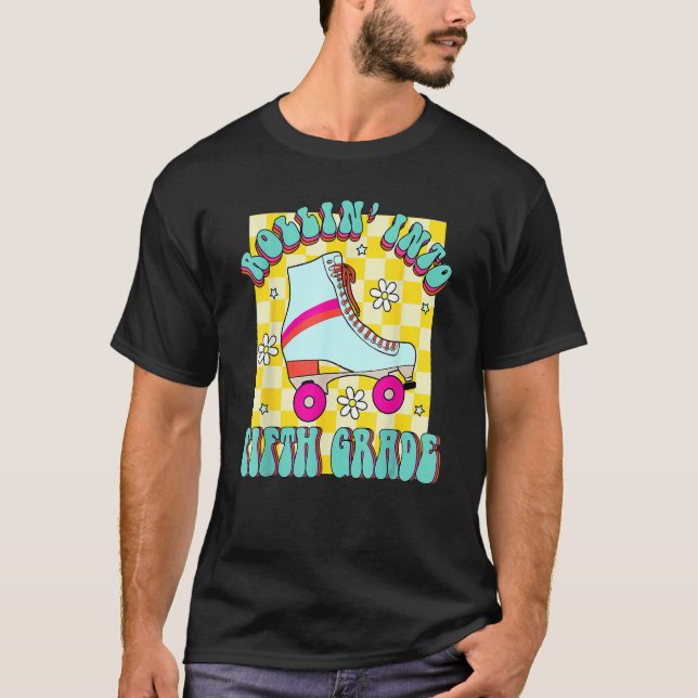 Camiseta Retro Rollin' Into Fifth Grade Roller Skate Back T (Frente)