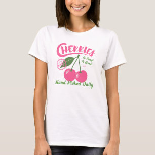 Camiseta Retro Rosa Cereja Fruta Gráfico Fofo Vintage Cotta