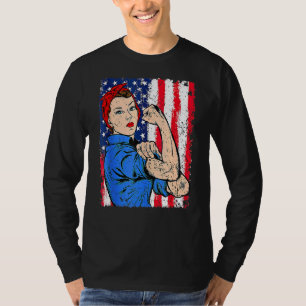Camiseta Retro Rosie O Ribeira Feminista Dos Eua Bandeira 4